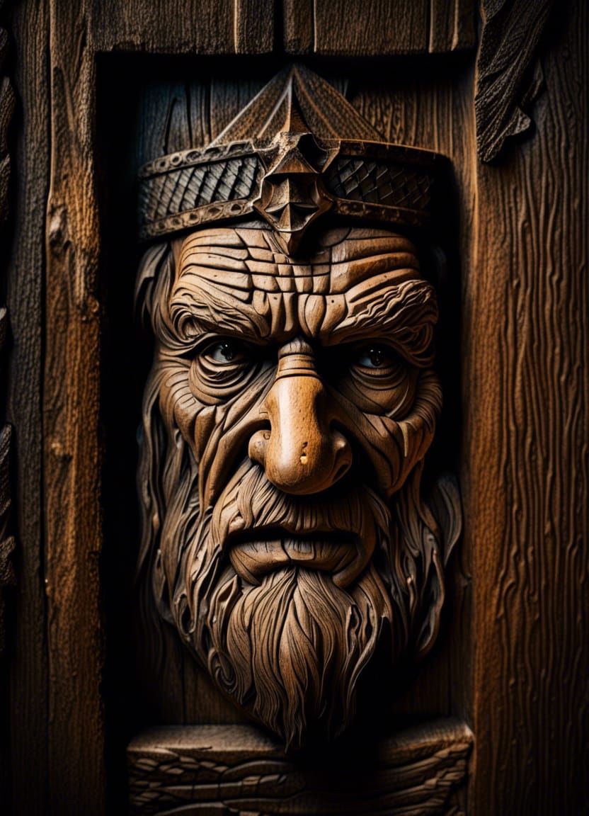 Wooden Face Carving in Dark Fortress