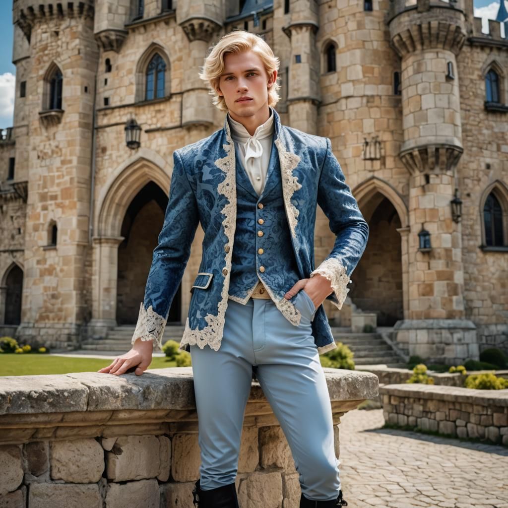 Renaissance Blond Man Portrait in a Castle