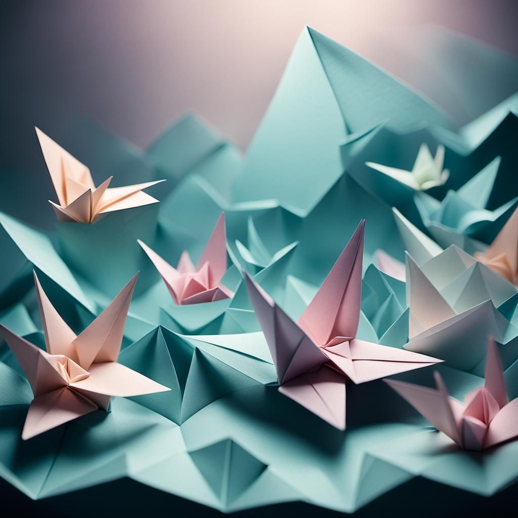 Glowing Origami Paper Art in Dreamy Nocturnal Scene