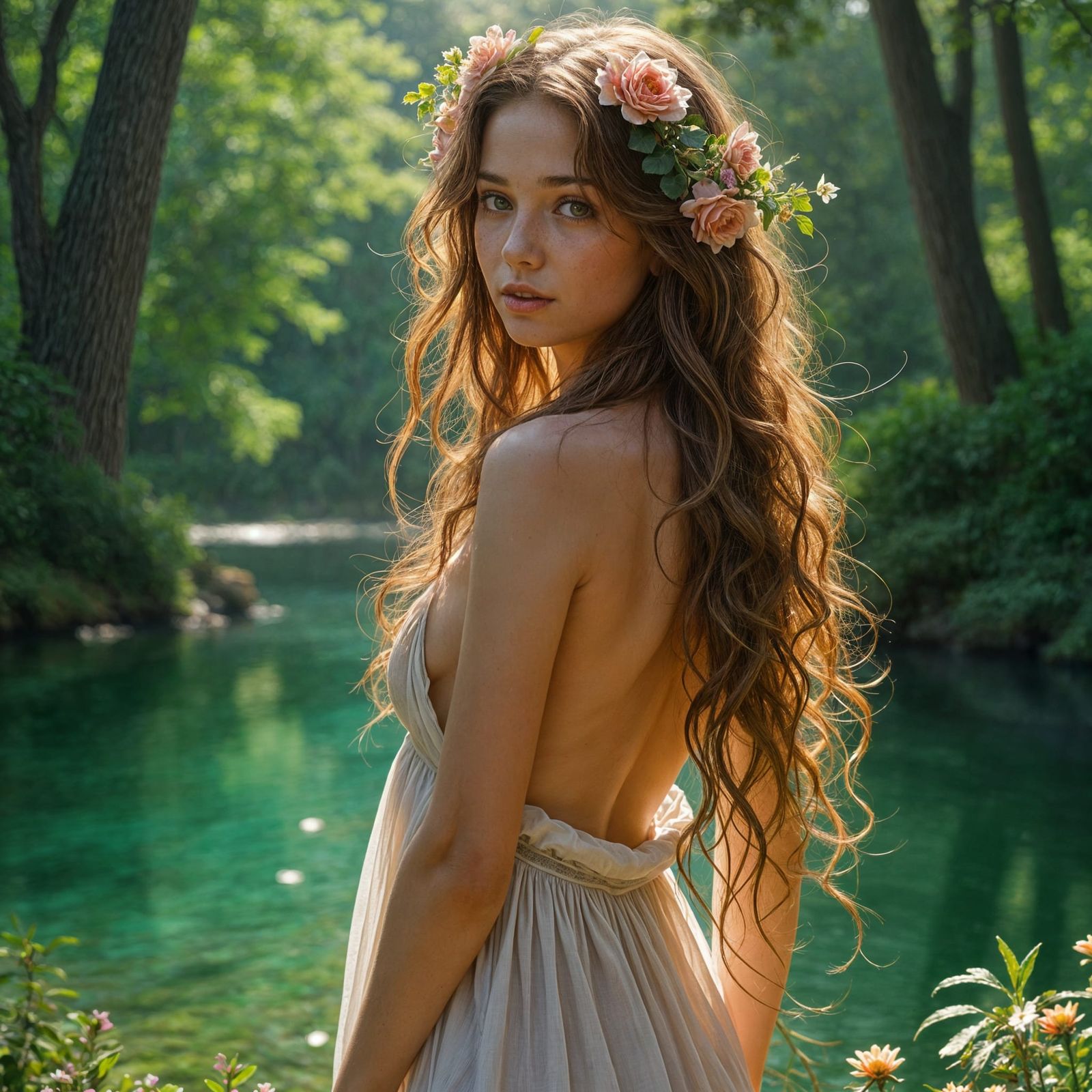 Freckled Beauty by Forest Lake in Hyperrealistic Style