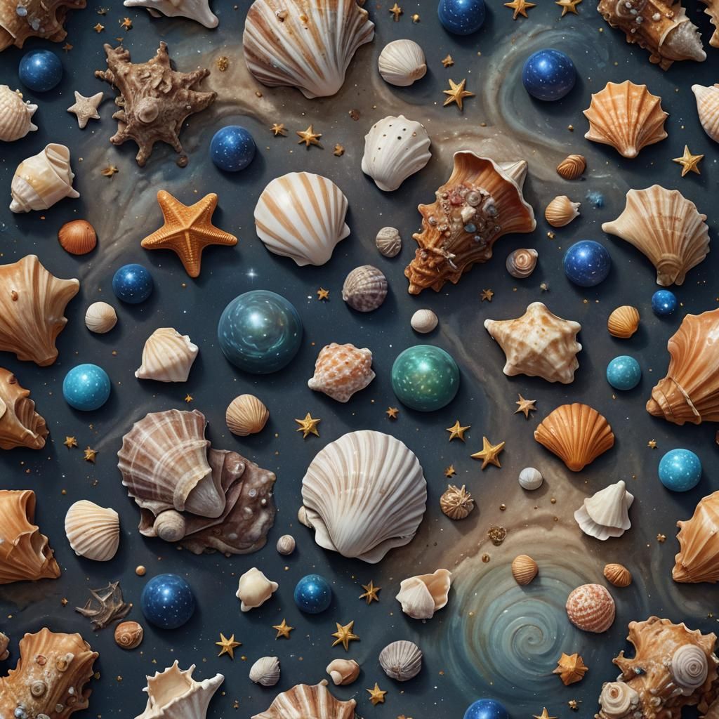 Seashell Under Starry Night: Detailed Matte Painting