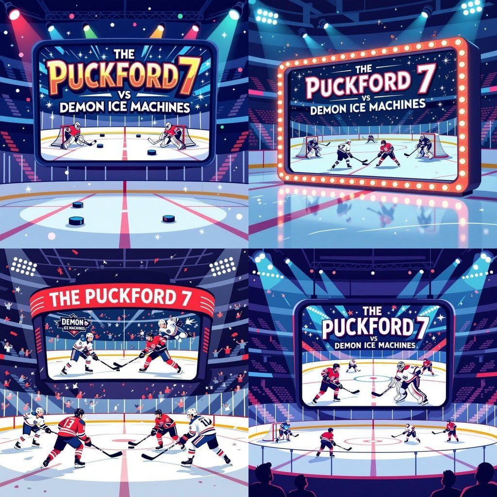 Cartoon Ice Hockey Arena Jumbo Tron Matchup