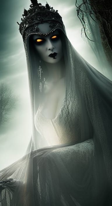Gothic Ghost in Haunted Forest, a Digital Masterpiece