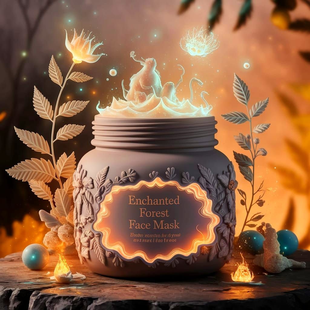 Whimsical Enchanted Forest Face Mask in Golden Hues
