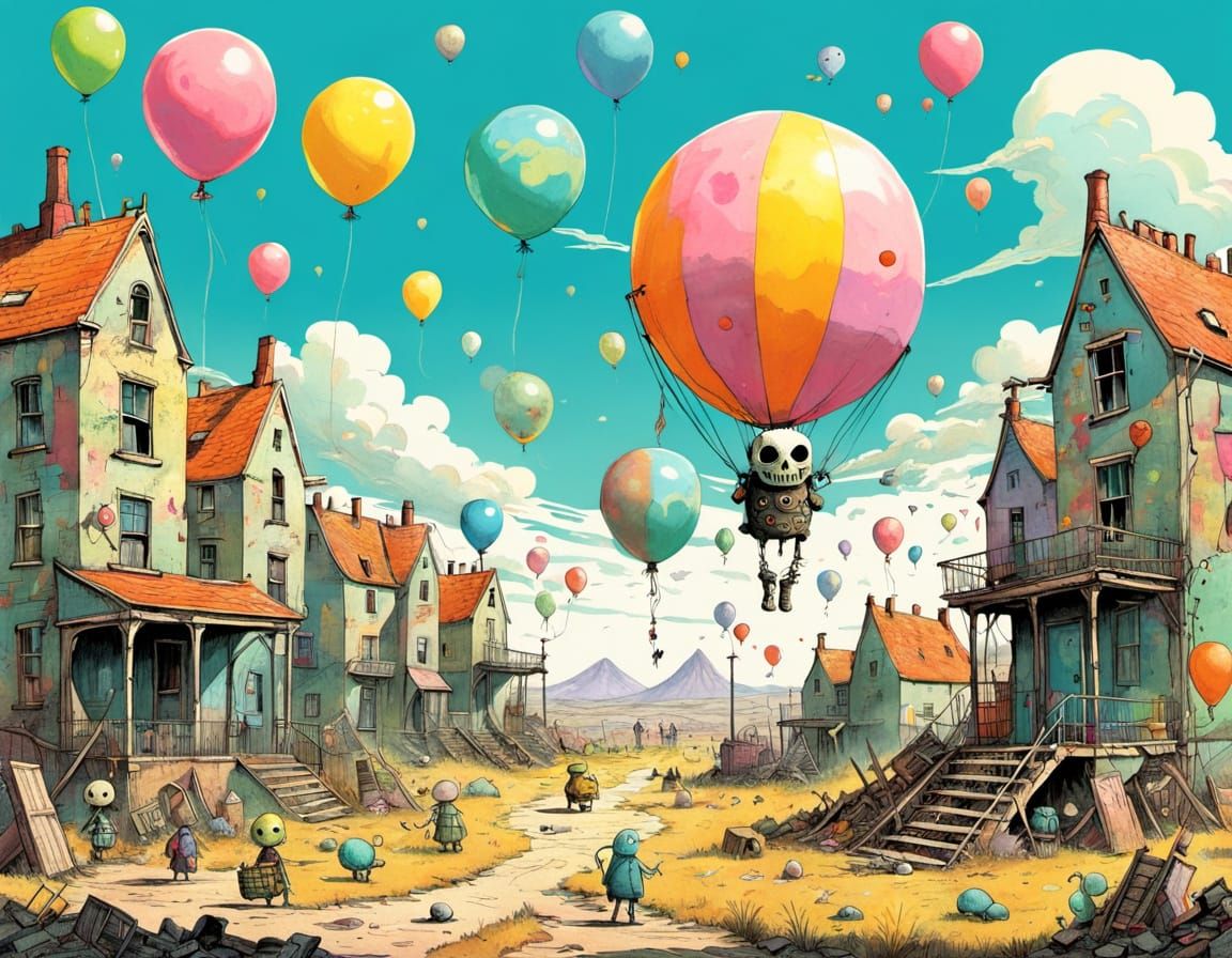 Pastel Post-Apocalyptic Picnic with Monsters