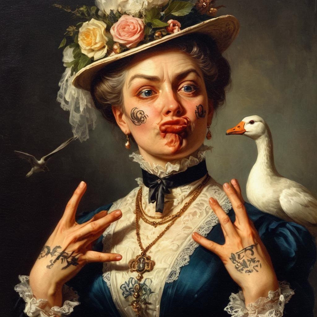 Victorian Lady with Goose in Gansta Style