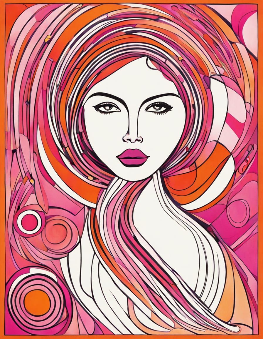 Art Deco Woman in Vibrant Geometric Patterns
