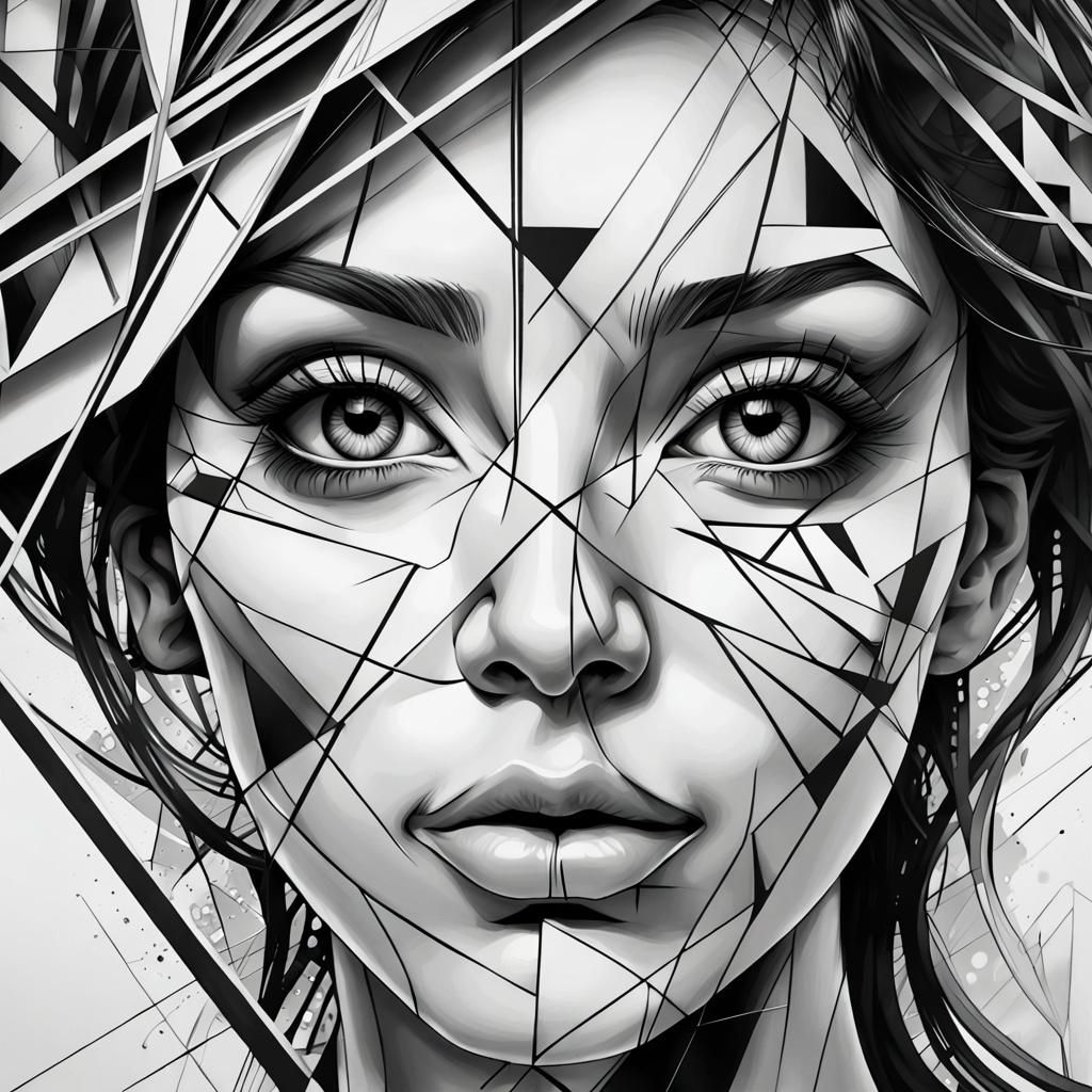 Abstract Geometric Portrait of a Woman's Face