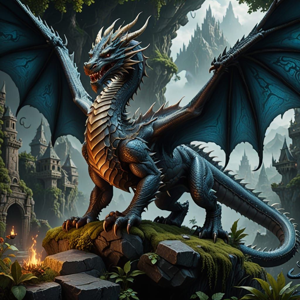 Epic Fantasy Dragon in Vibrant Colors