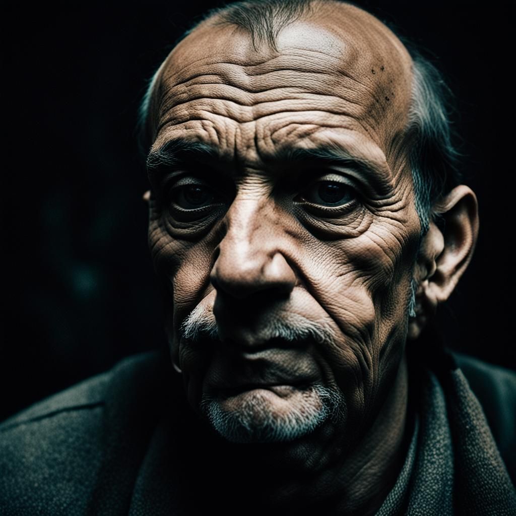 Moody Street Portrait in Rembrandt Lighting