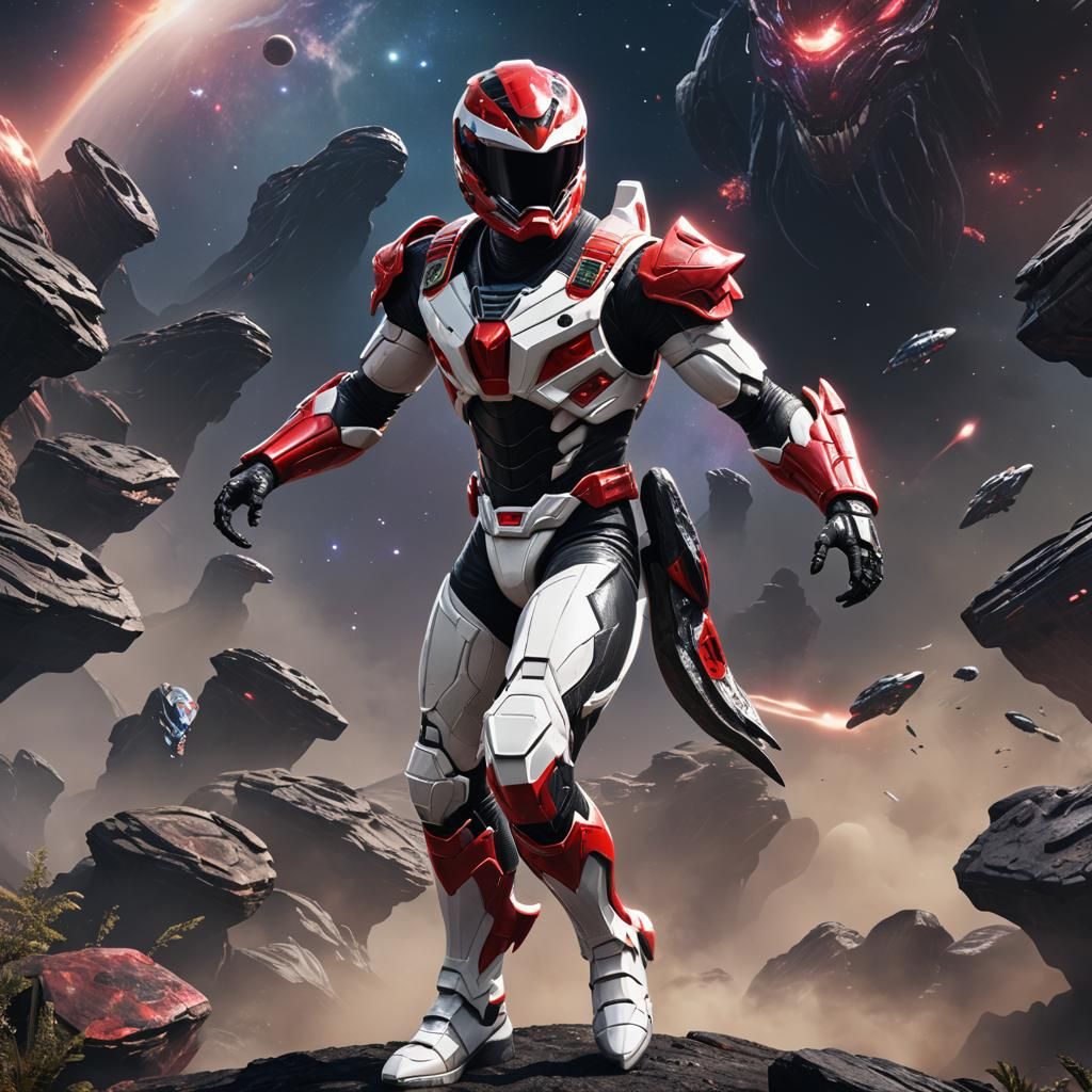 Black Dino Space Ranger in Cosmic Suit: 3D Render