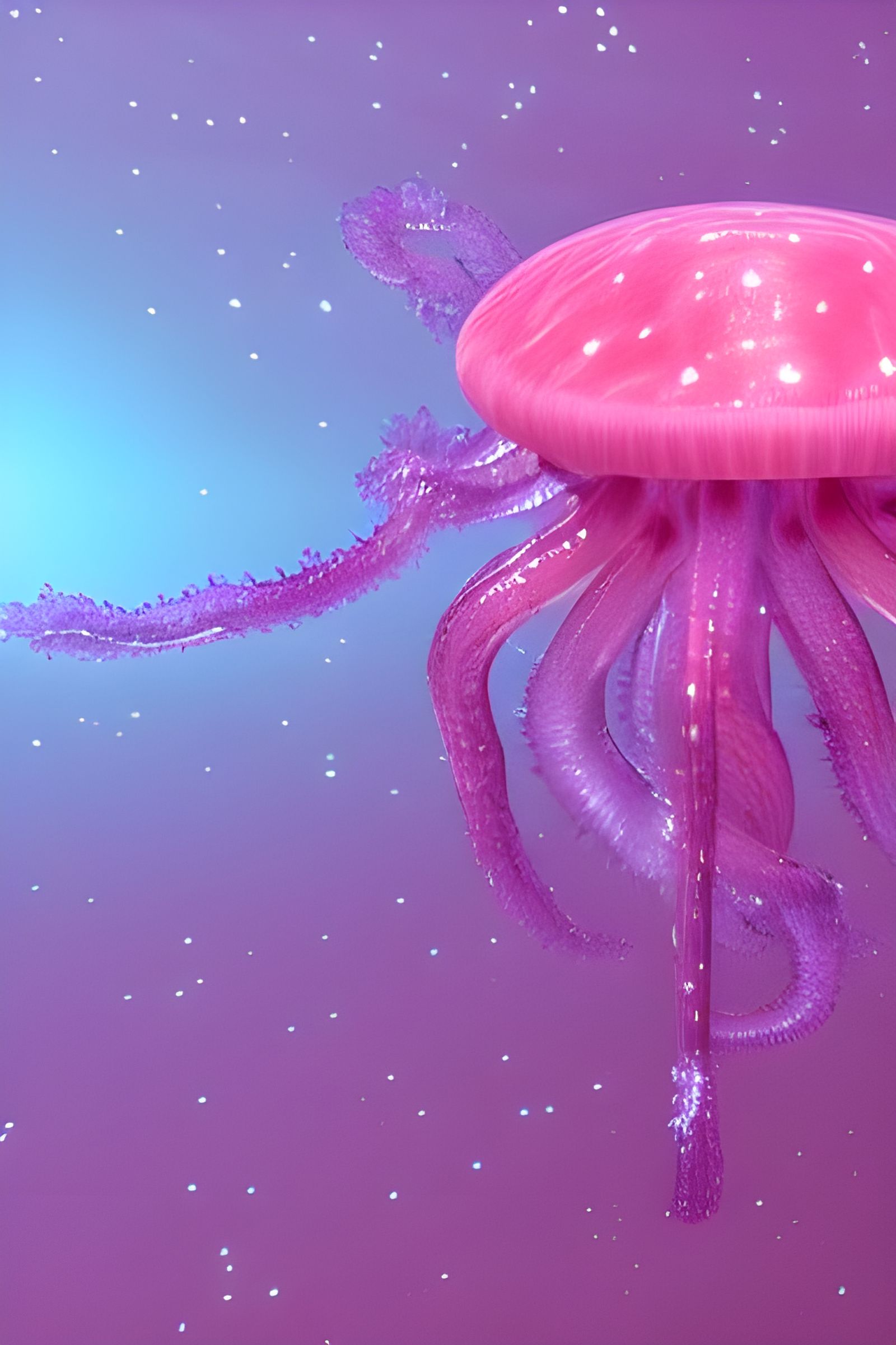 Pink Jellyfish in Space: Holographic Astral Illustration