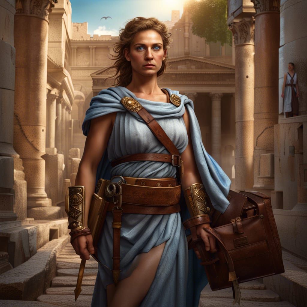 Roman Woman Doctor in Ancient City, Digital Art