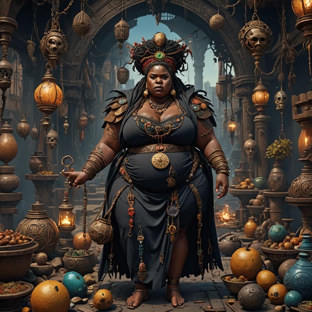 Detailed Voodoo Woman Fantasy Concept Art