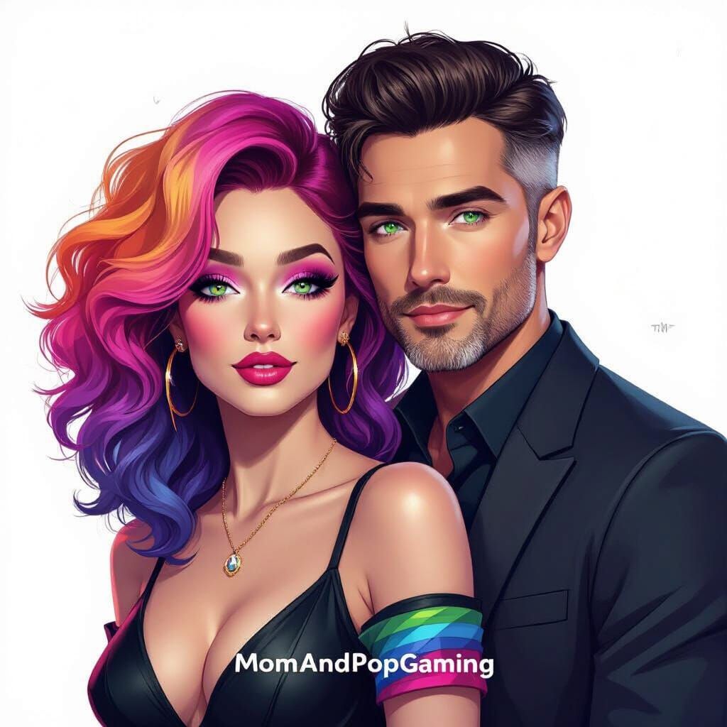 Glamorous Couple Portrait in Futuristic Style
