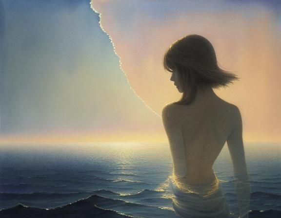 Endless River: Moebius-Inspired Surrealism in Watercolor