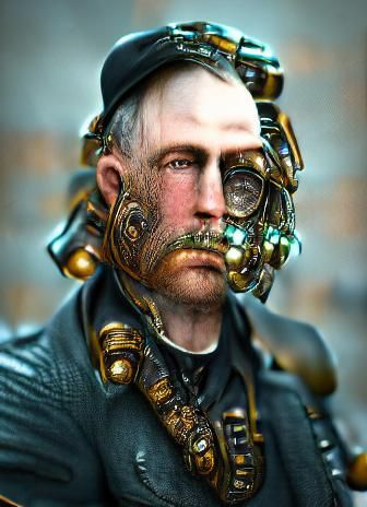 Biopunk Steampunk Portrait in Hyperrealism