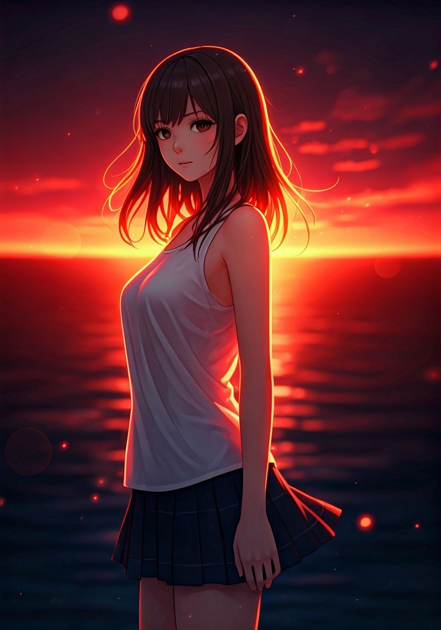 Beautiful Young Woman in Summer Sunshine Rays