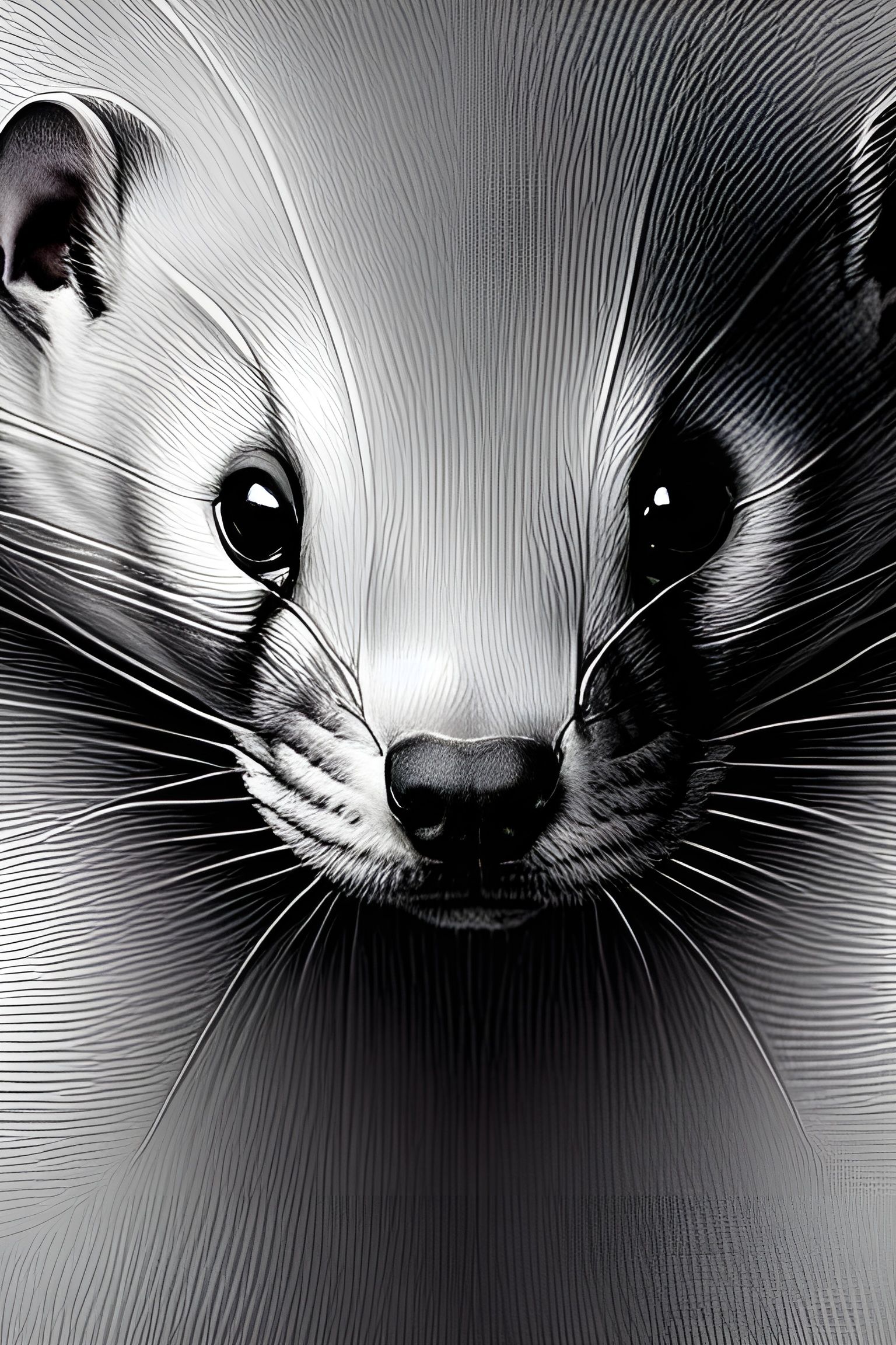 Intricate Grey Ferret in Art Nouveau Style