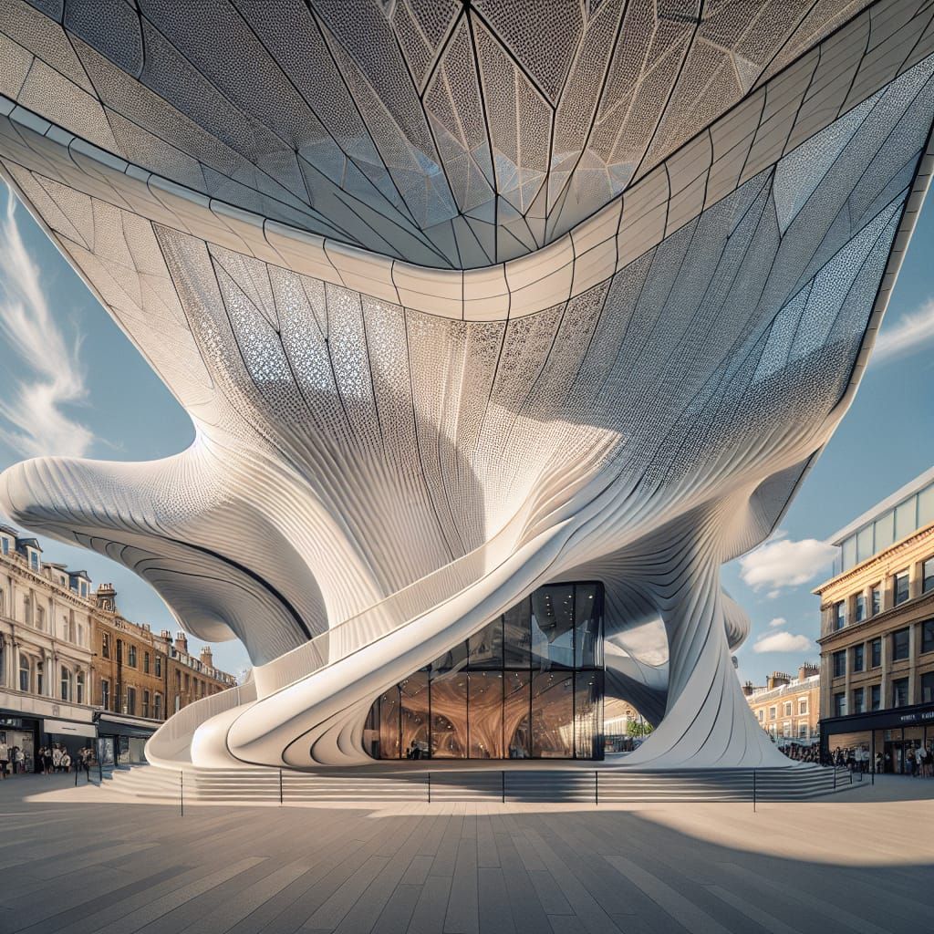 Fluid Fabric Pavilion in London, Kodak Portra Aesthetic