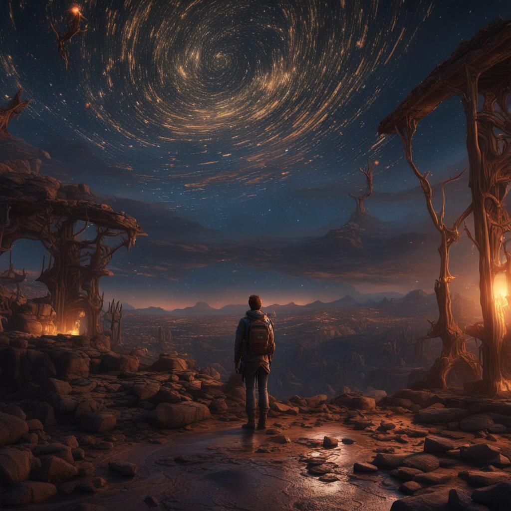 Starry Night Matte Painting in Deep Color