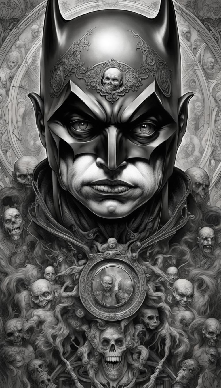 Creepy Tattooed Baby Batman in Sinister Portrait