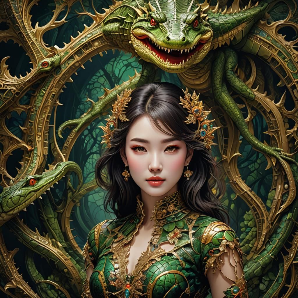 Fractal Crocodile Girl in High Definition