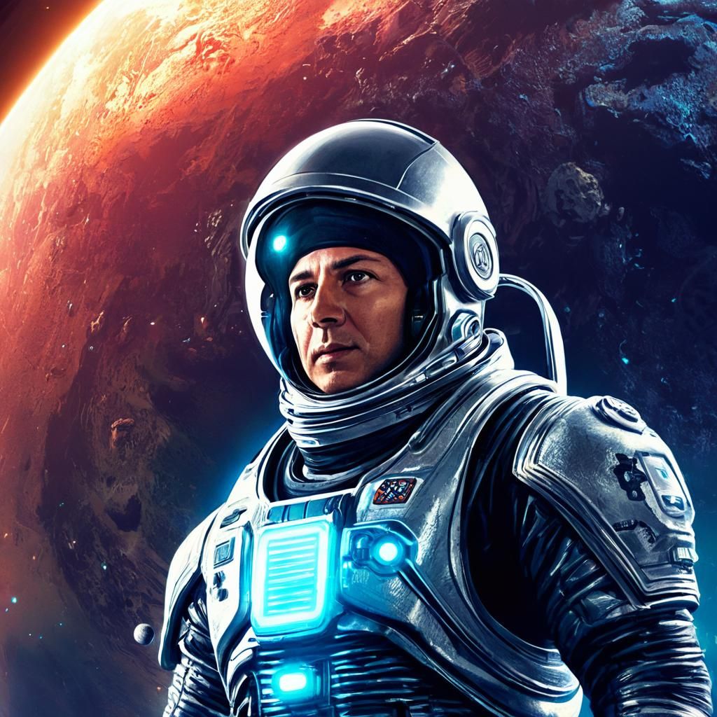 Astronaut on Alien Planet Surrounded by Spaceships