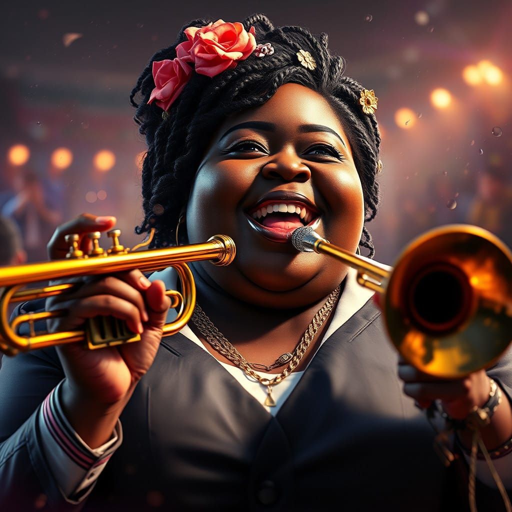 Celebratory Trumpet Blast in Vibrant Triadic Colors