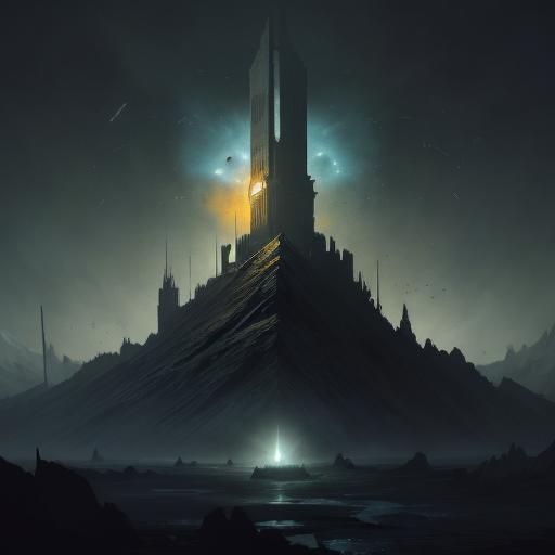 Dramatic Space Beacon in Dark Romantic Style