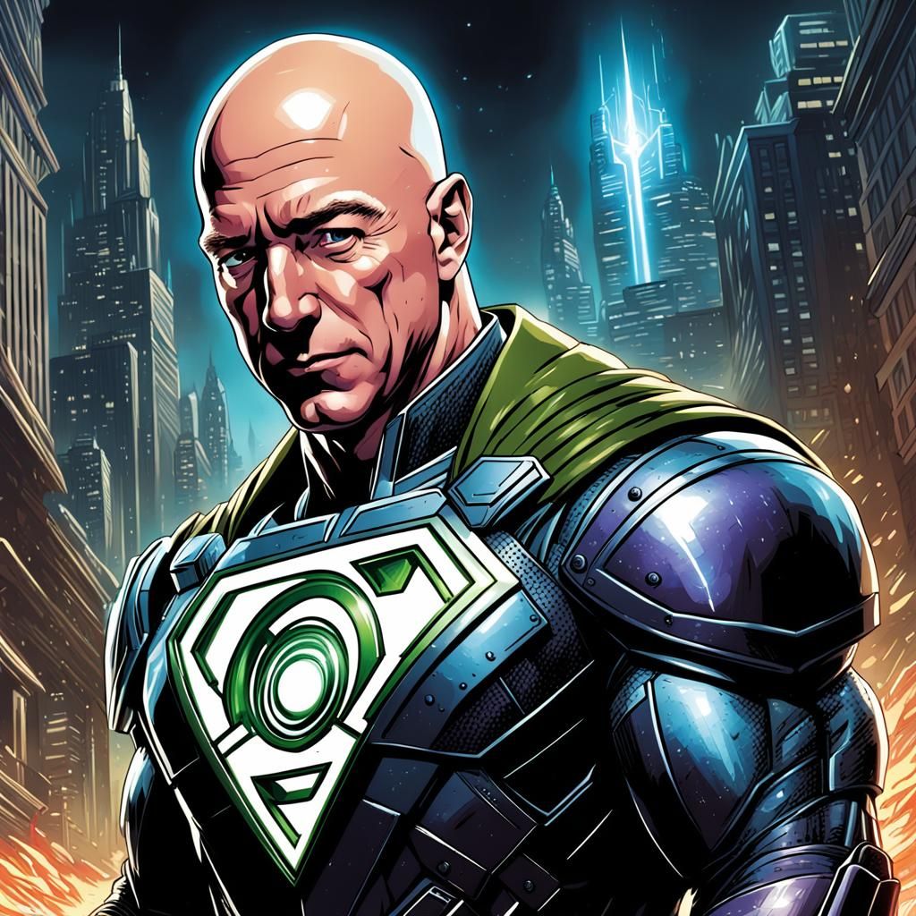 Jeff Bezos as Lex Luthor in Comic Book Art