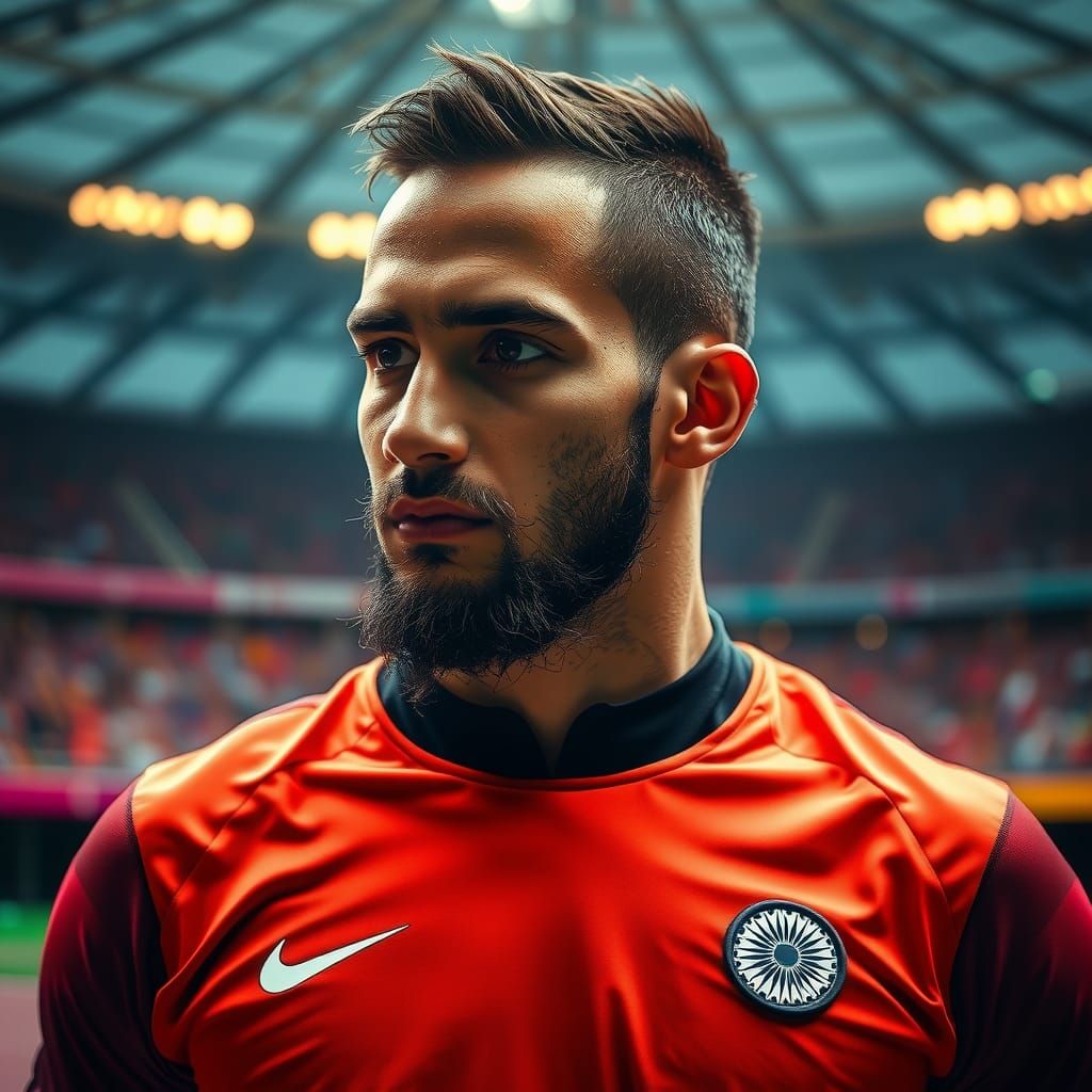 Indian Footballer at Paris Olympics in Hyperrealistic Style