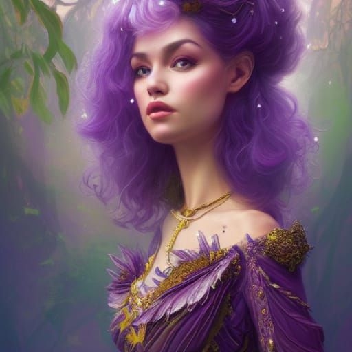 Ornate Fairy Portrait in Art Nouveau Style