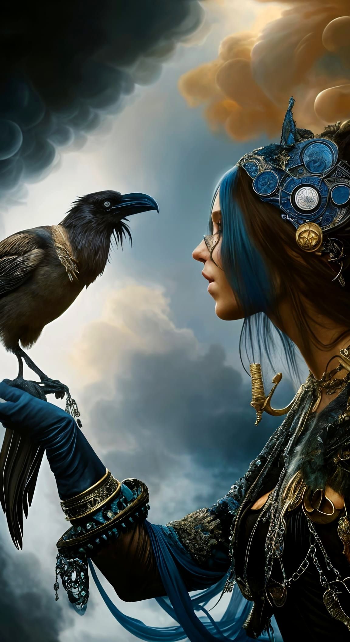 Gothic Raven Goddess Portrait in Hyperrealistic Detail
