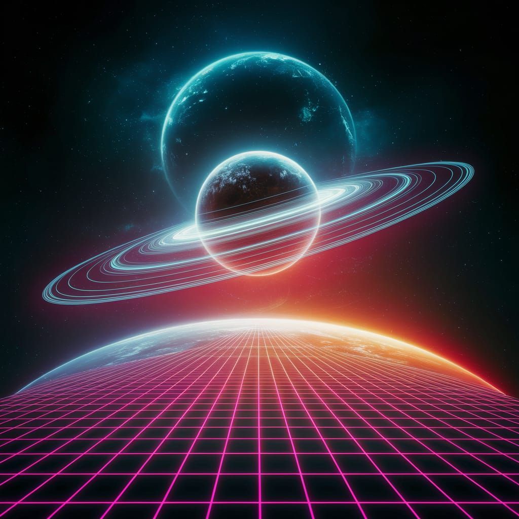 Surreal Digital Painting of a Neon Cosmic Voyager in a Glowi...