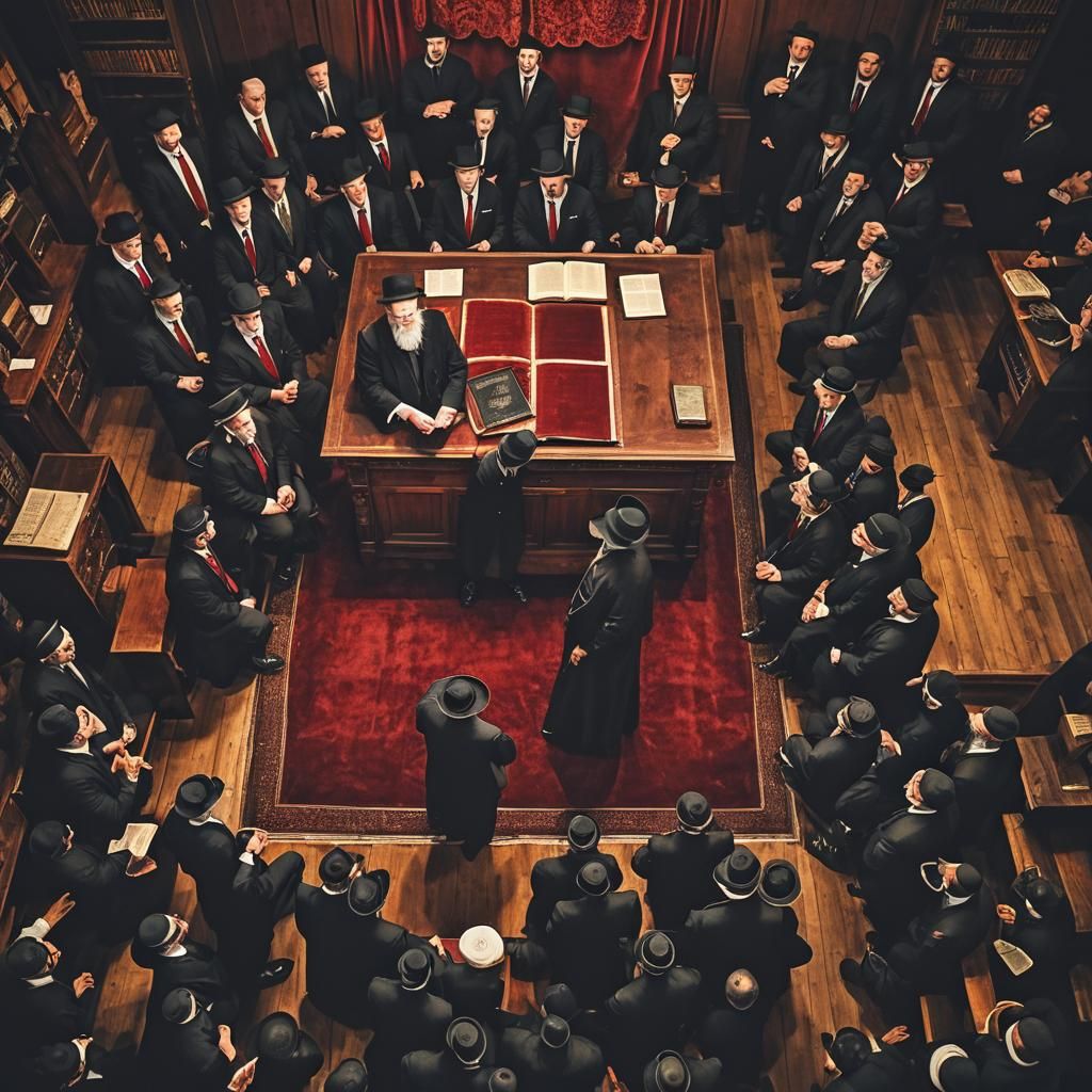 Ultra-Orthodox Rabbi Lectures in Synagogue: High Contrast Ph...