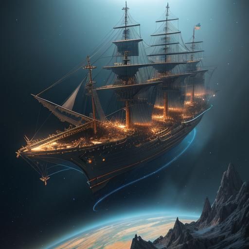 Starfleet Spaceship Soaring Through Space in 3D