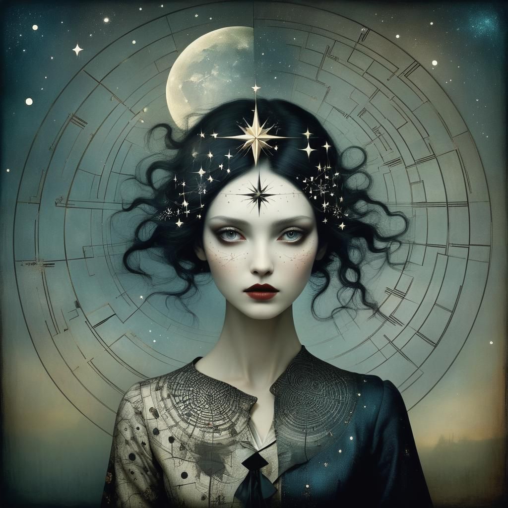 Surreal Star Map House Illustration