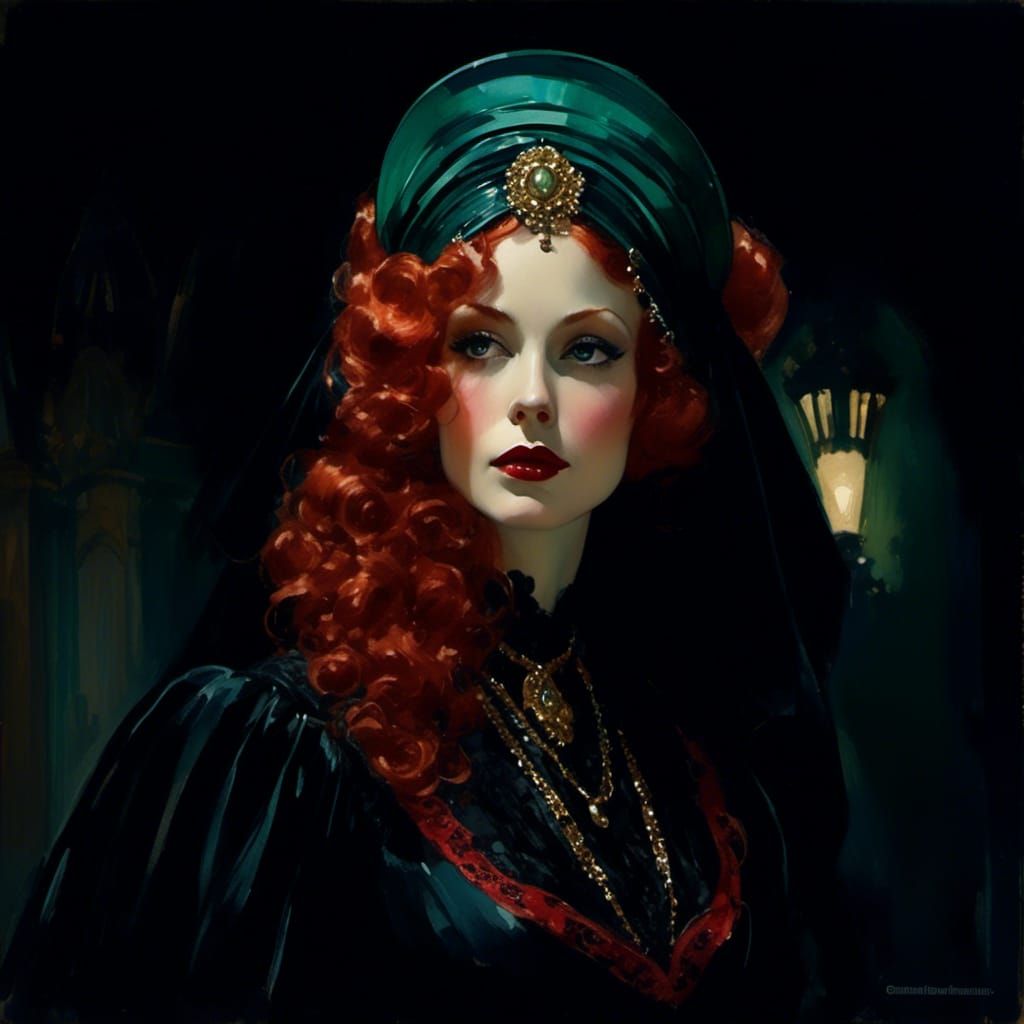 Futuristic Gothic Vampiress in Victorian Style