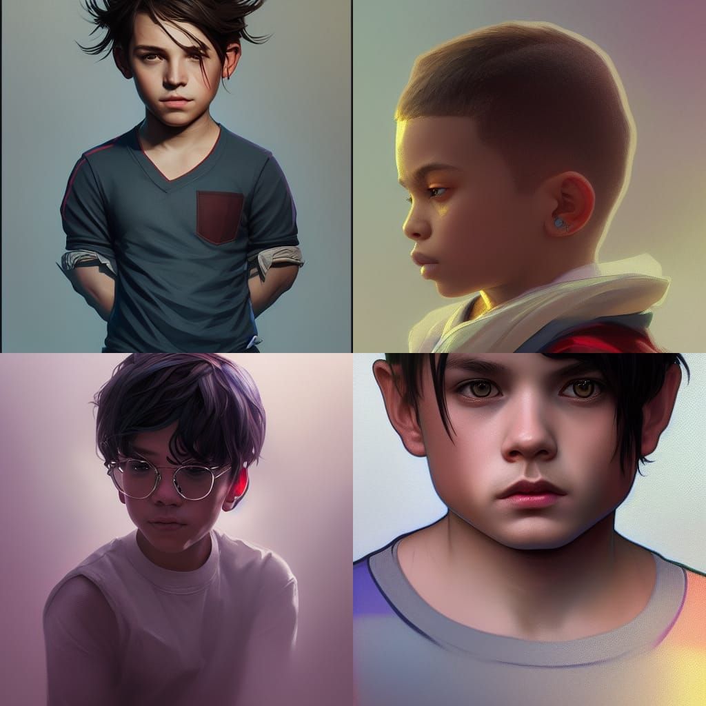 Detailed Portrait of a Boy, Hyperrealistic Digital Art