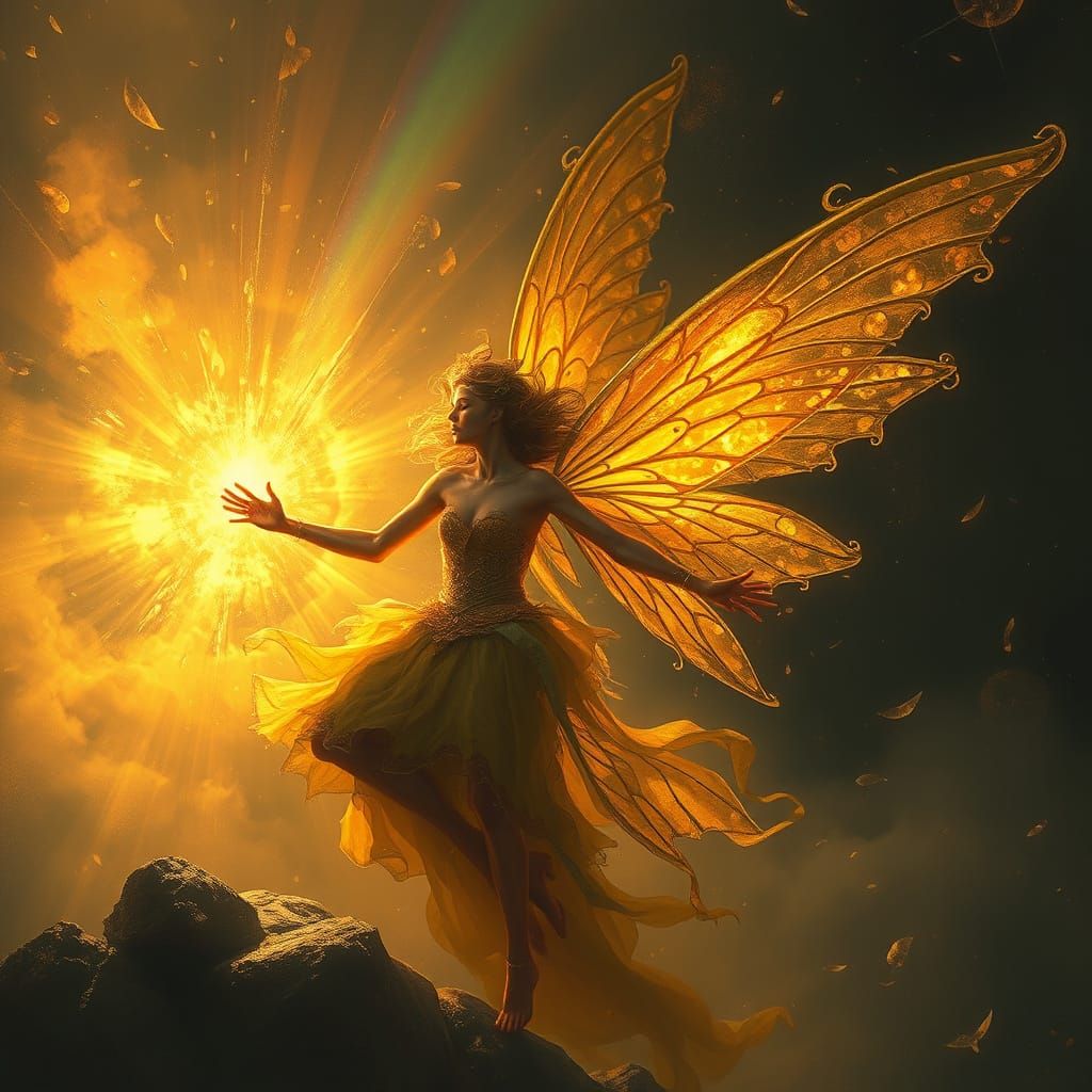 Golden Fairy Weaves Celestial Magic