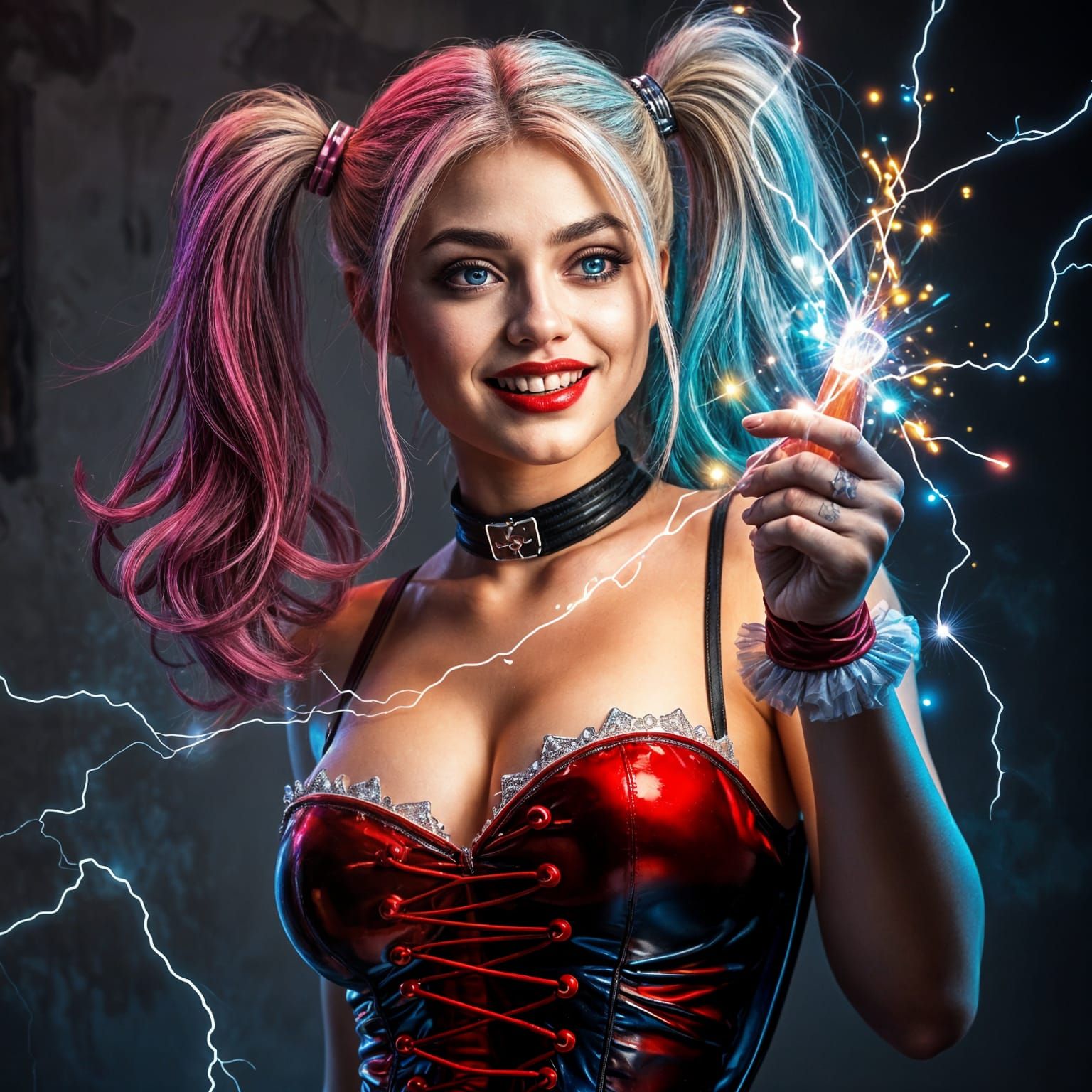 Beautiful Woman Receives Electrocution in Vibrant Hyperreali...