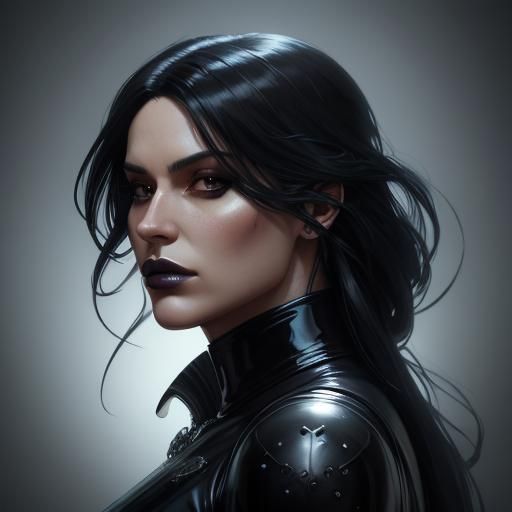 Goth Glamour: A Latex Portrait in Airbrush Style