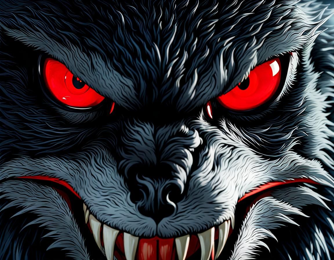 A Werewolf Fierce Red Eyes