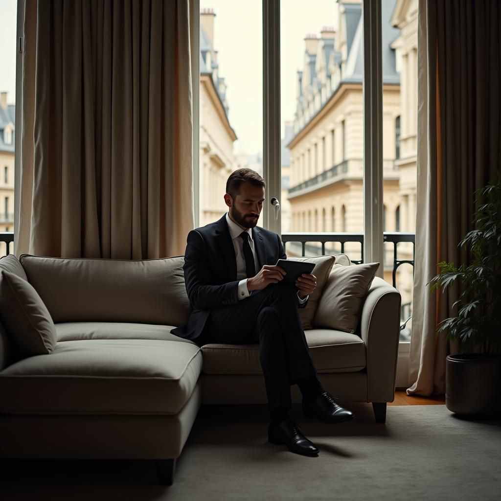 Luxury Real Estate Agent in Opulent Modern Flat