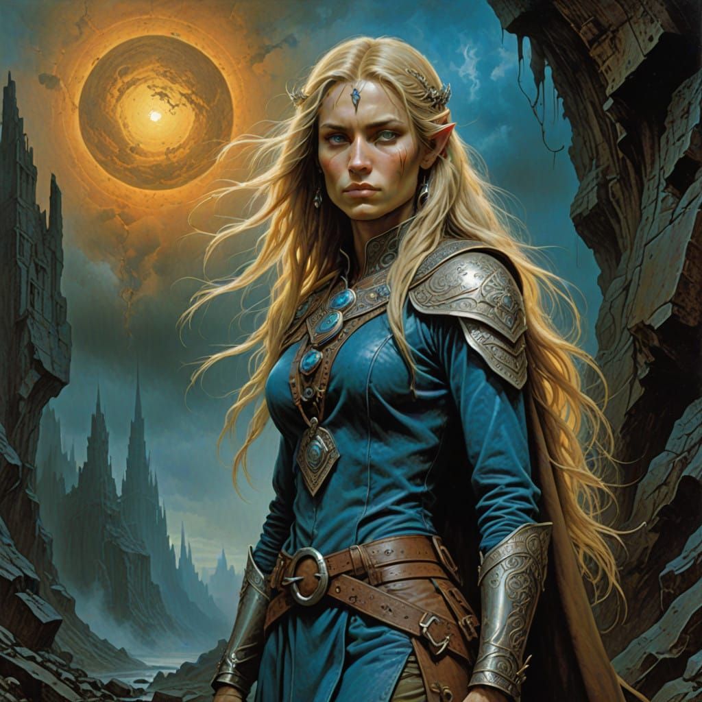 Half Elf Maiden in Earth-Toned Leather Armor