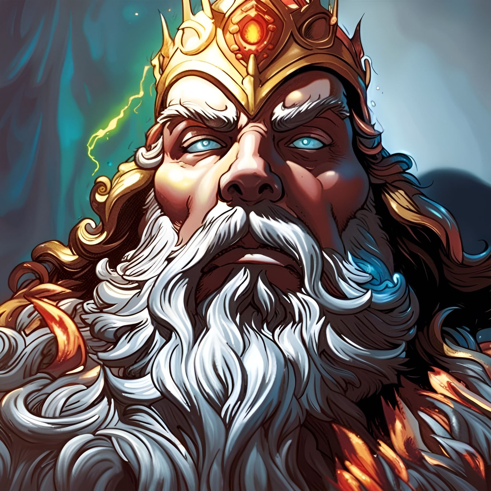 Fiery Bearded King in Comic Book Style