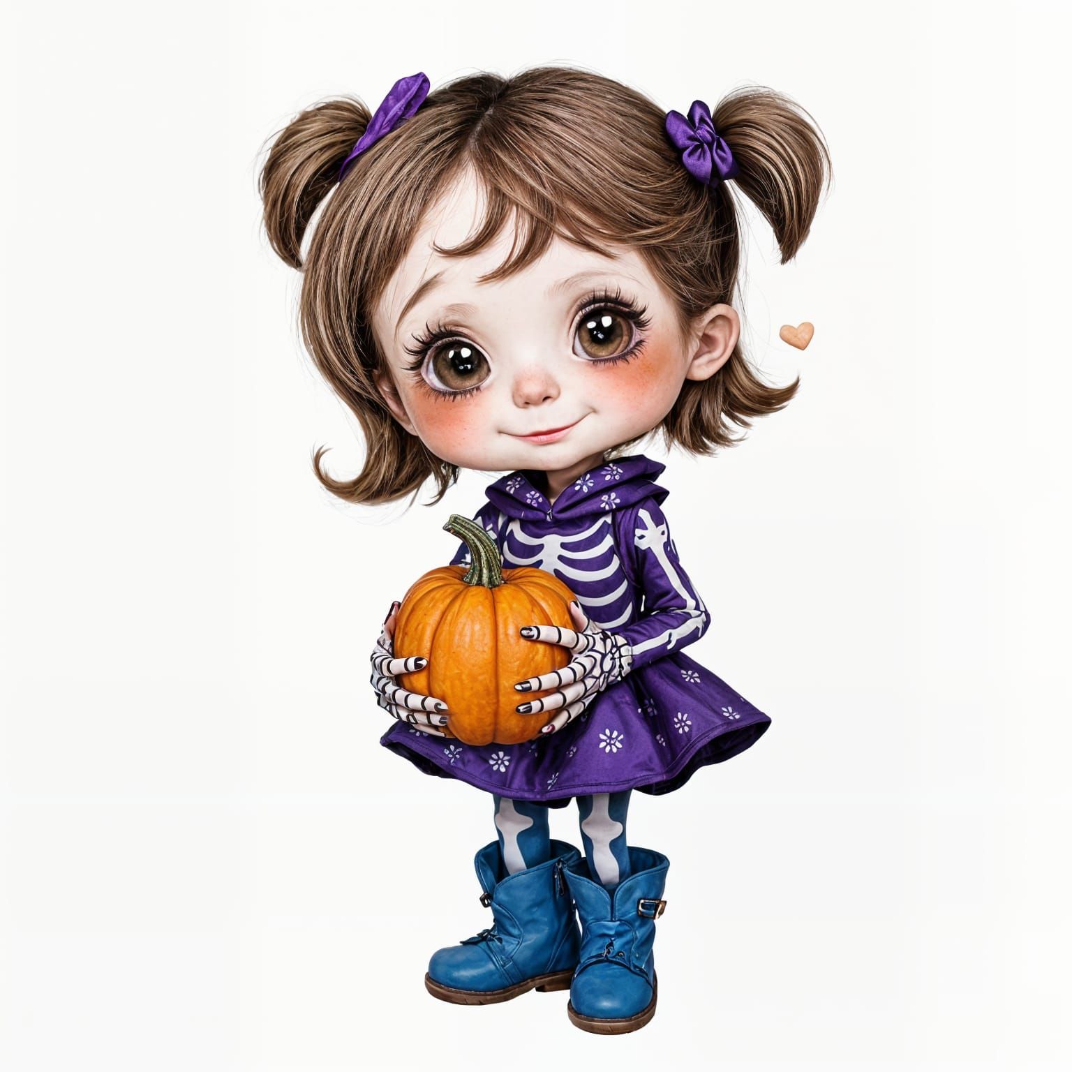 Girl in Skeleton Costume in Mary Engelbreit Style