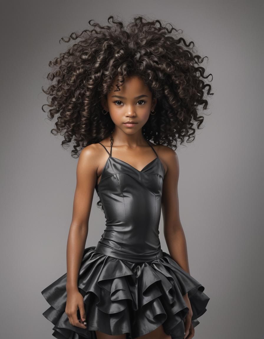 masterpiece, best quality, beautiful black and Asian mixed 1...