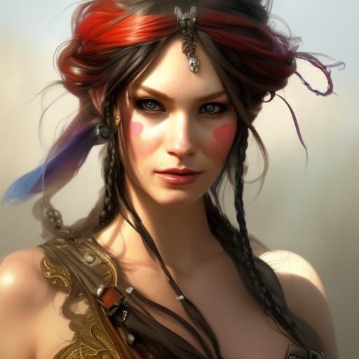 Pirate Fairy Portrait in Art Nouveau Style